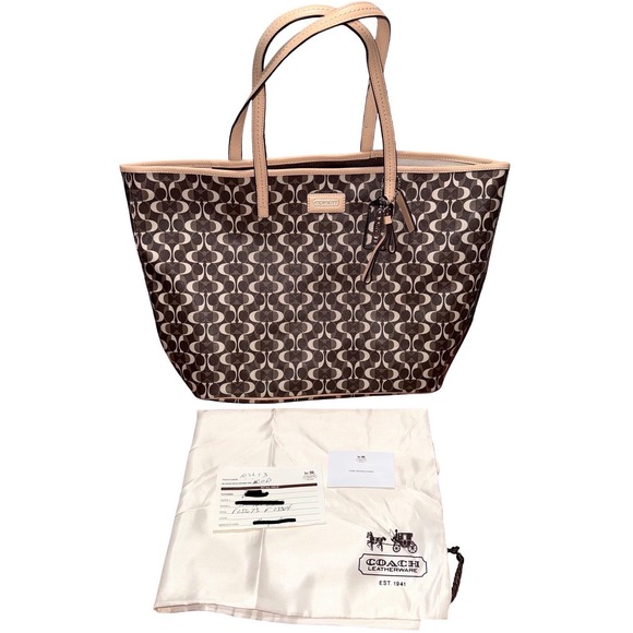 Coach Handbags - Coach 2013 Park Metro Splt Signature Tote Brown Tan Leather Trim F25673 NWT Read